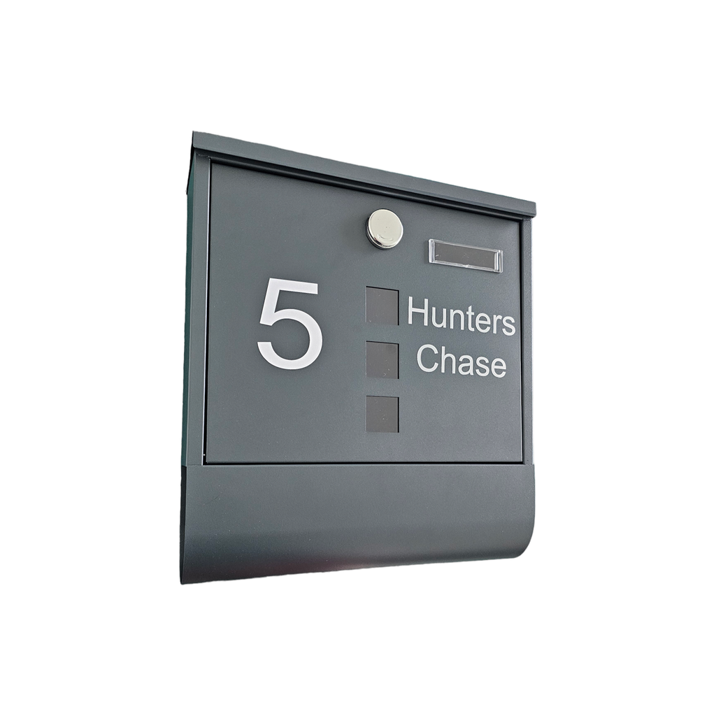 Personalised Modern Wall Mounted Letterbox With Newspaper Holder.