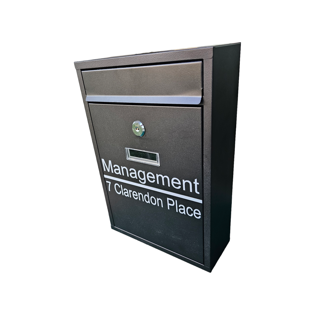 Personalised Black Steel Wall Mounted Post Box