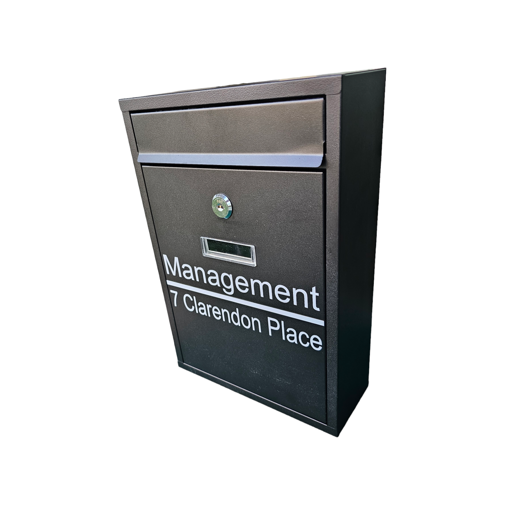 Personalised Black Steel Wall Mounted Post Box