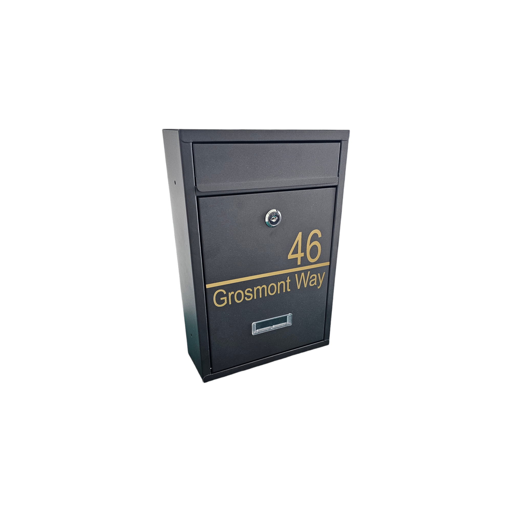 Personalised Black Steel Wall Mounted Post Box