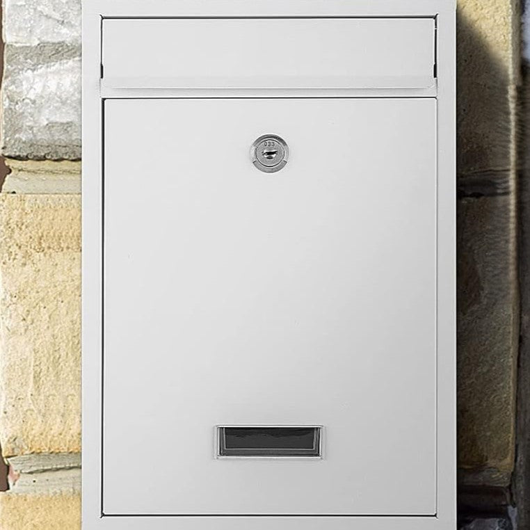 Personalised White Steel Wall Mounted Post Box