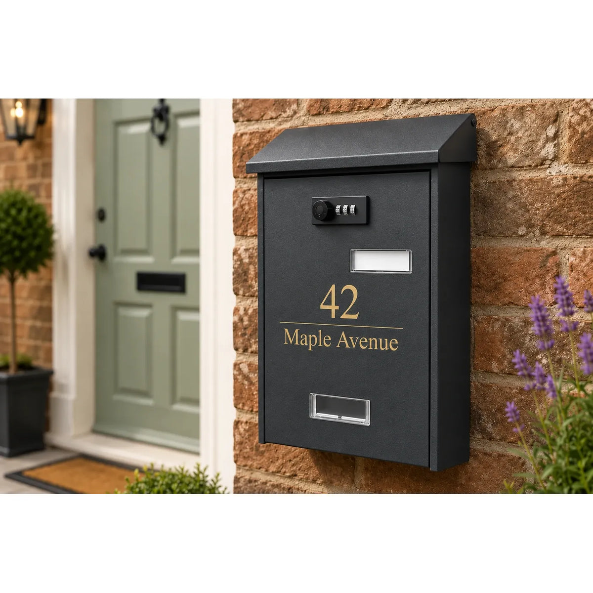 Personalised Address Mailbox | Modern Outdoor Letter Box | Multiple Colours