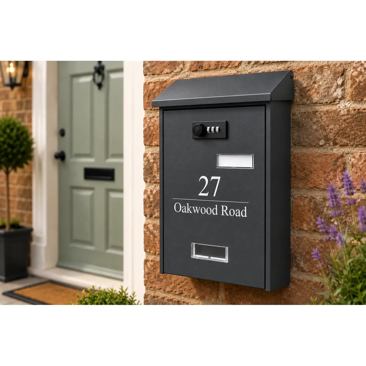 Personalised Address Mailbox | Modern Outdoor Letter Box | Multiple Colours