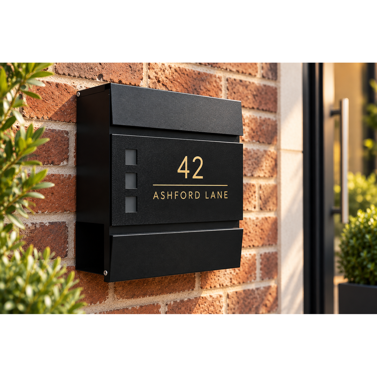 Personalised Black Wall-Mounted Post Box | Modern Lockable Letterbox