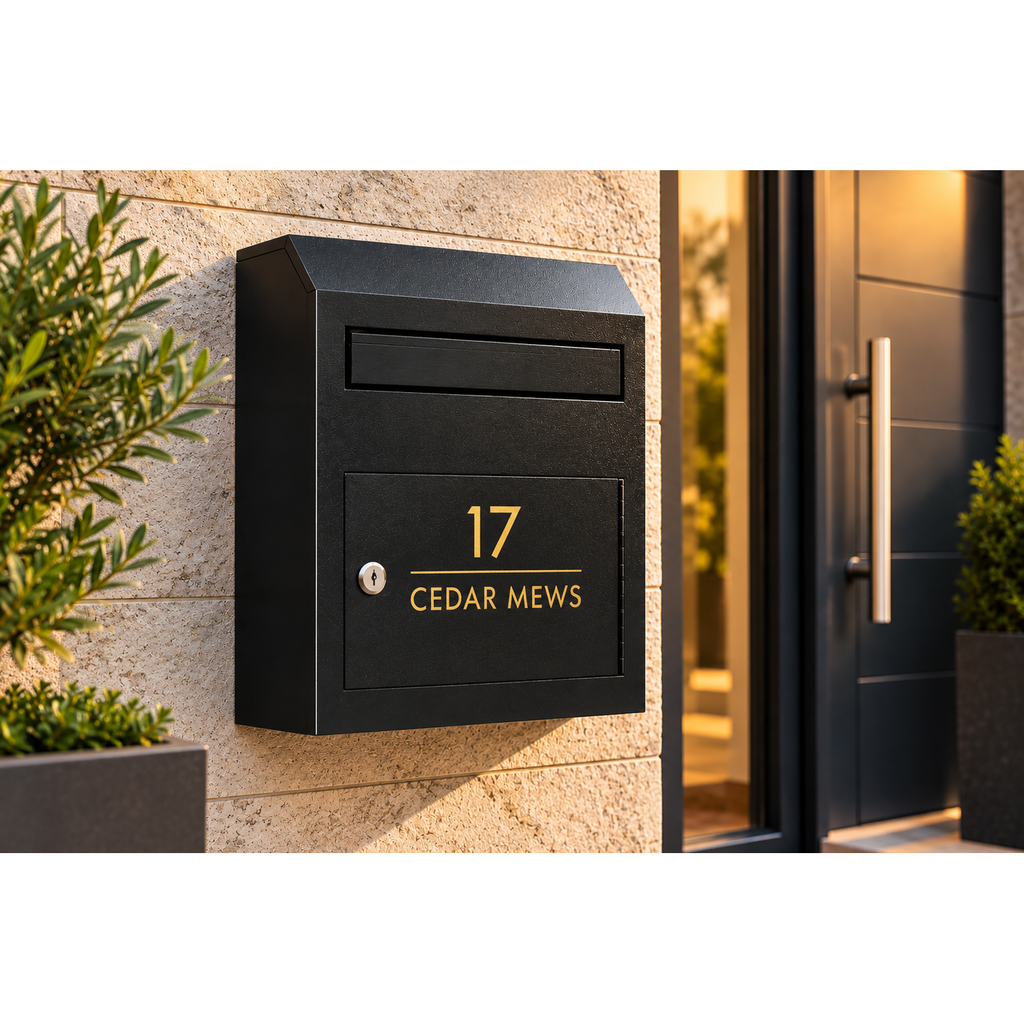 Personalised Black Mini Parcel Drop Box | Lockable Wall-Mounted Mail & Key Box