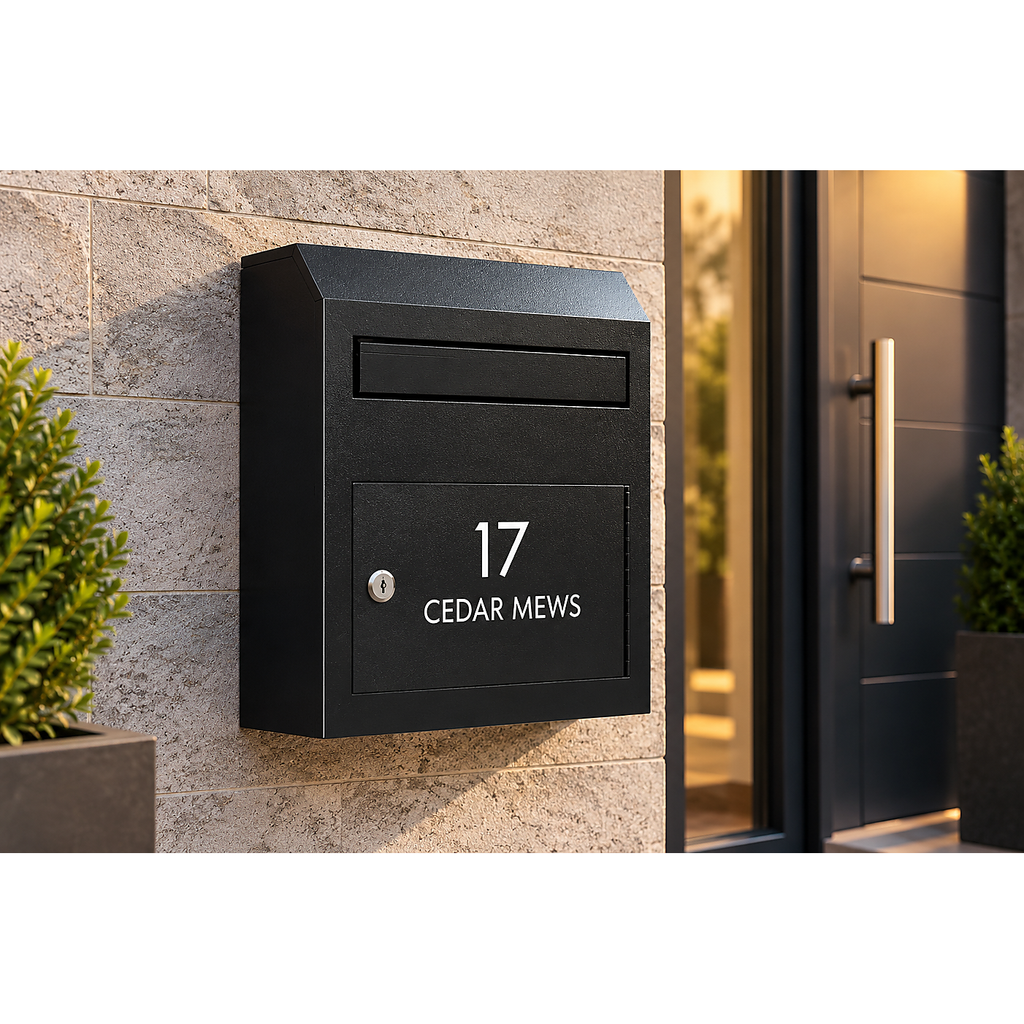 Personalised Black Mini Parcel Drop Box | Lockable Wall-Mounted Mail & Key Box