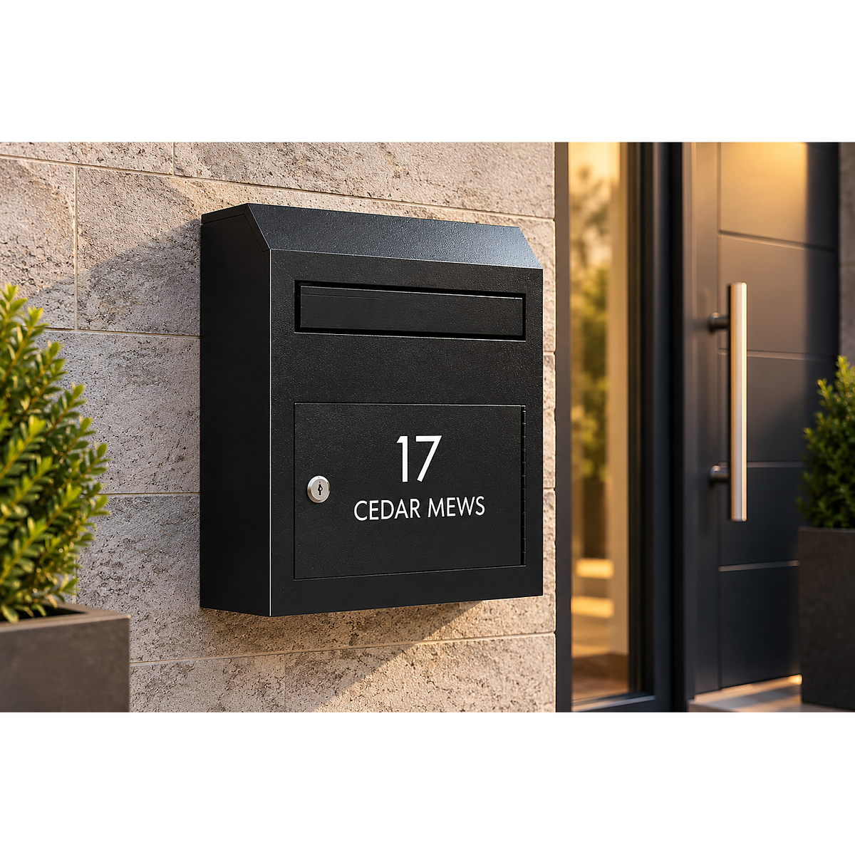 Personalised Black Mini Parcel Drop Box | Lockable Wall-Mounted Mail & Key Box