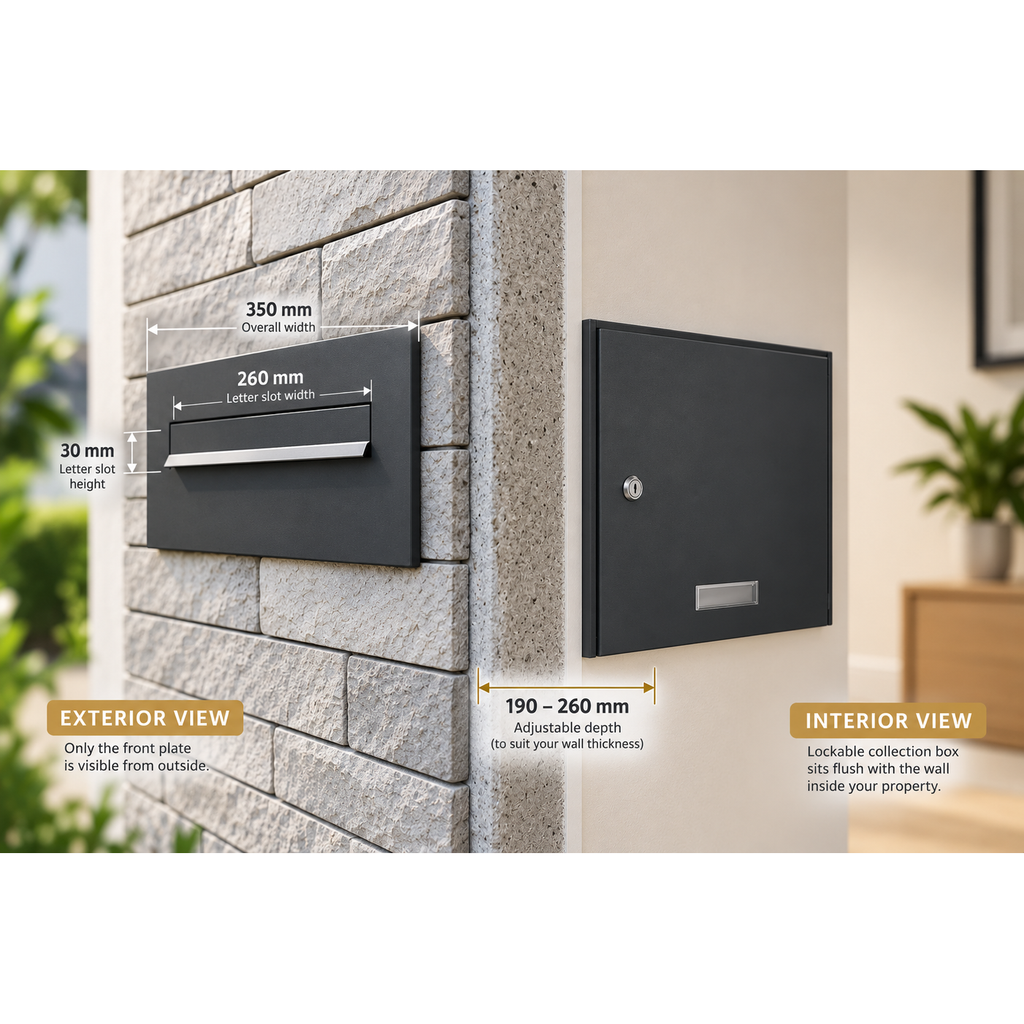 Personalised Through-Wall Post Box | Anthracite Grey Double-Sided Letterbox