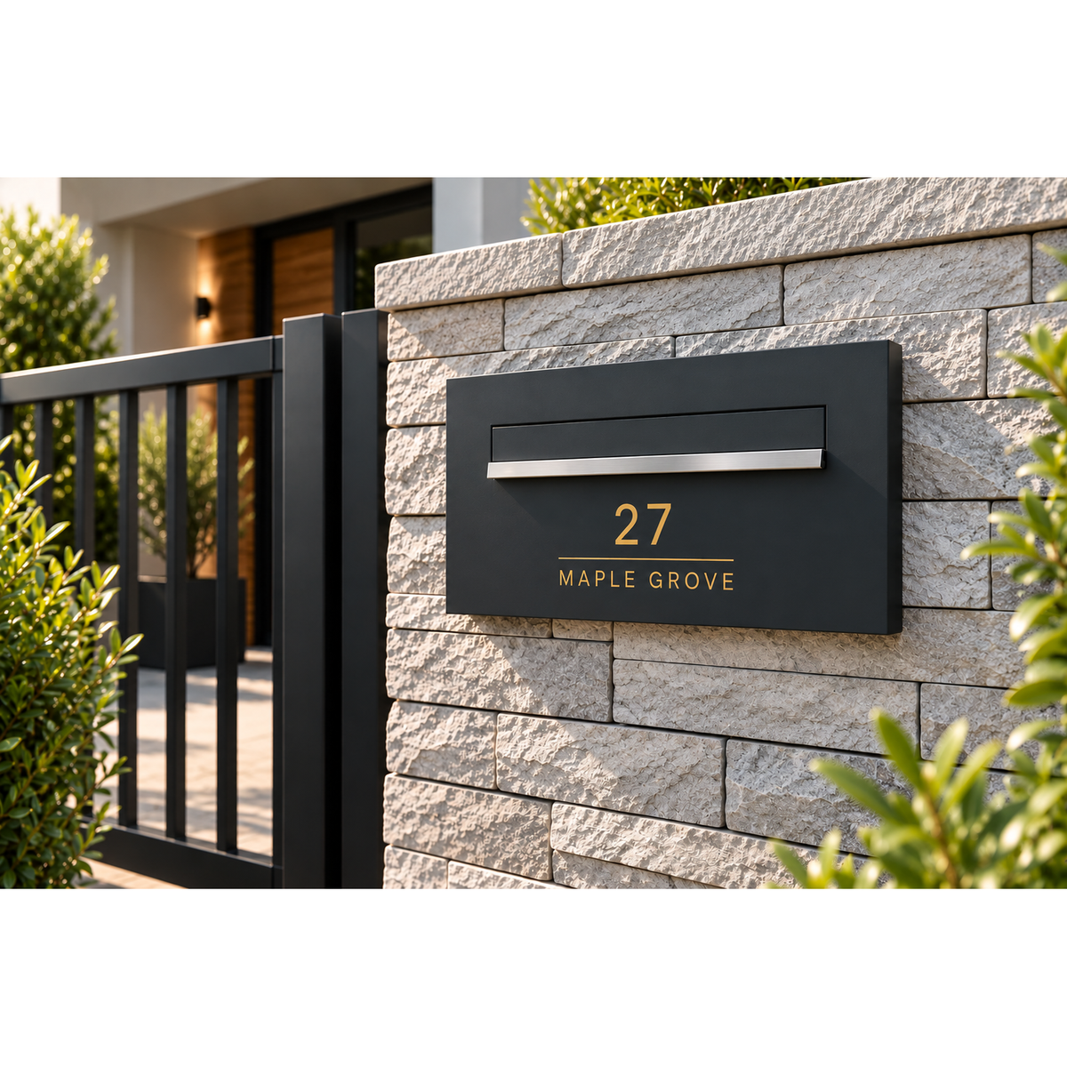 Personalised Through-Wall Post Box | Anthracite Grey Double-Sided Letterbox