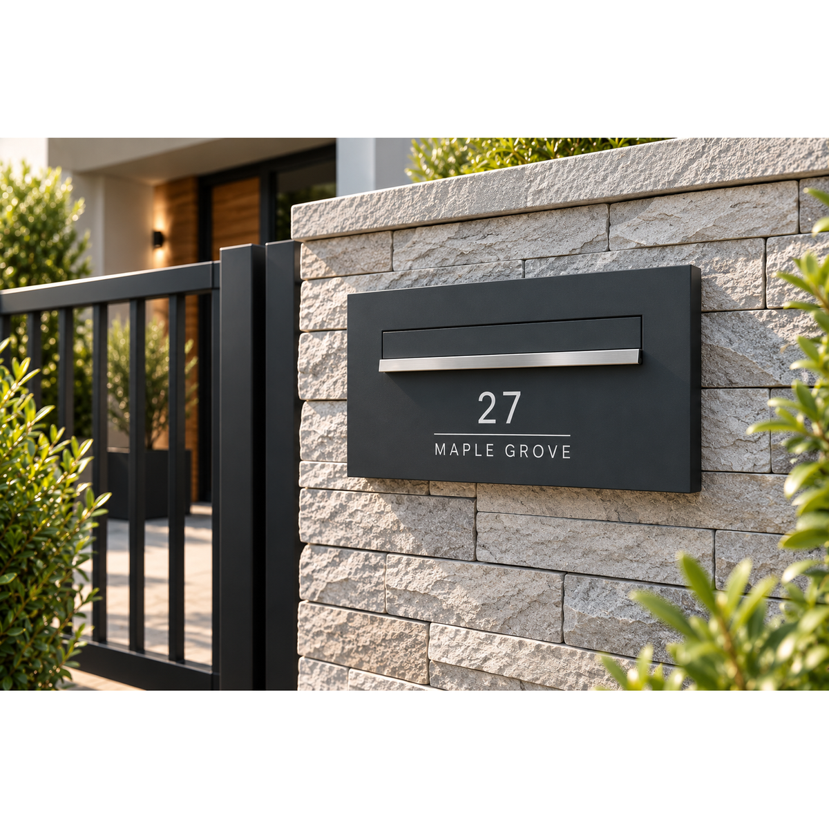 Personalised Through-Wall Post Box | Anthracite Grey Double-Sided Letterbox