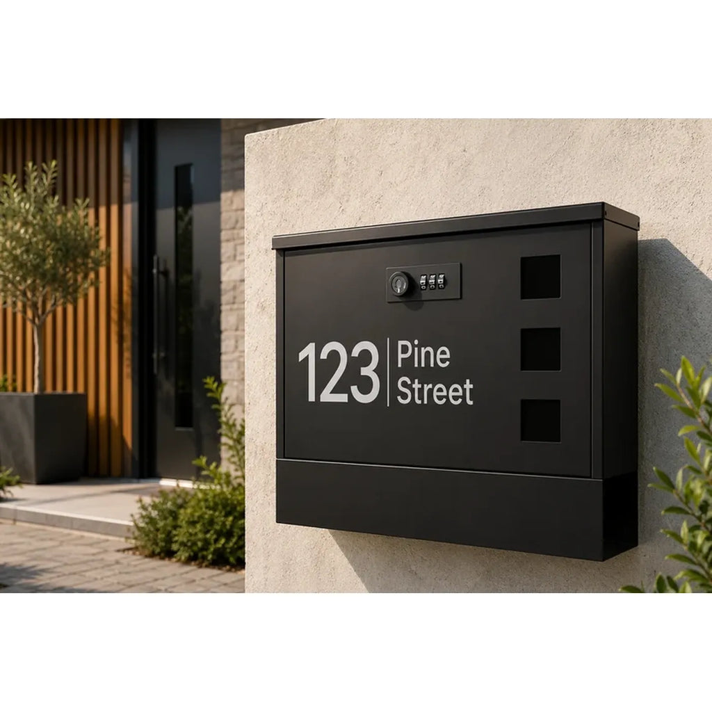 Personalised Metal Post Box | Secure Code Lock Mailbox | Modern Outdoor Mailbox