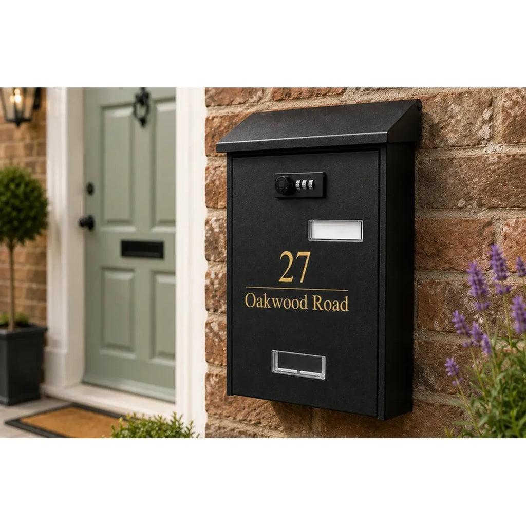 Personalised Address Mailbox | Modern Outdoor Letter Box | Multiple Colours