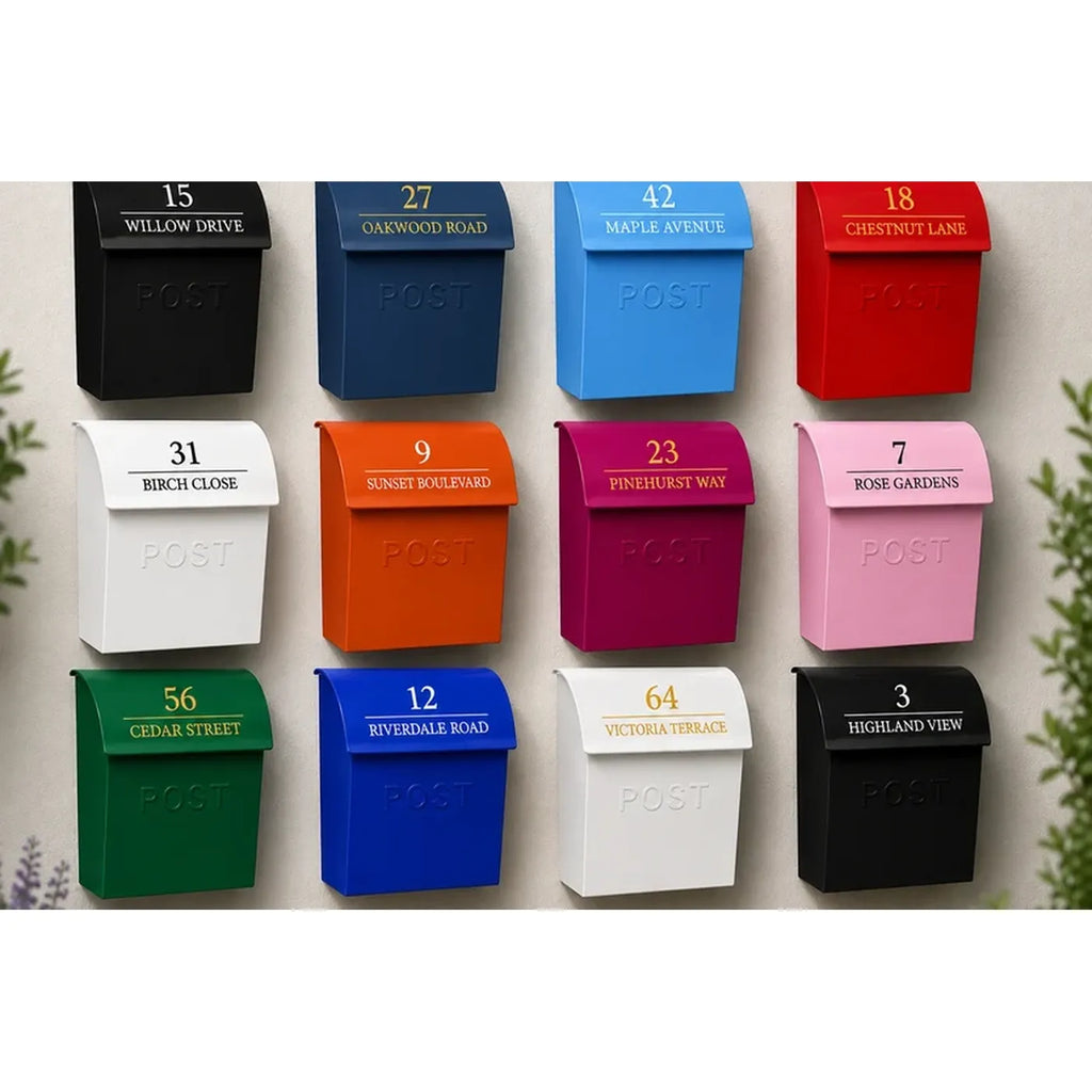 Lockable Wall Mounted Post Box | Secure Steel Letterbox | Multiple Colours