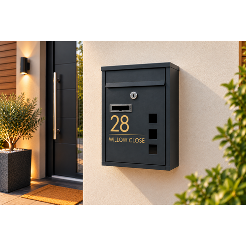 Modern Anthracite Grey Wall Mounted Mailbox | Personalised Secure Post Box