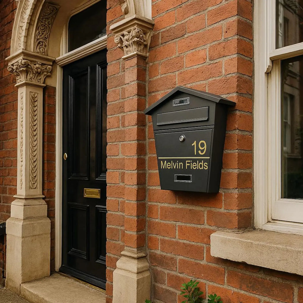 Personalised Elegant Steel Wall Mounted Modern Post Box | Multiple Colours BK Signs