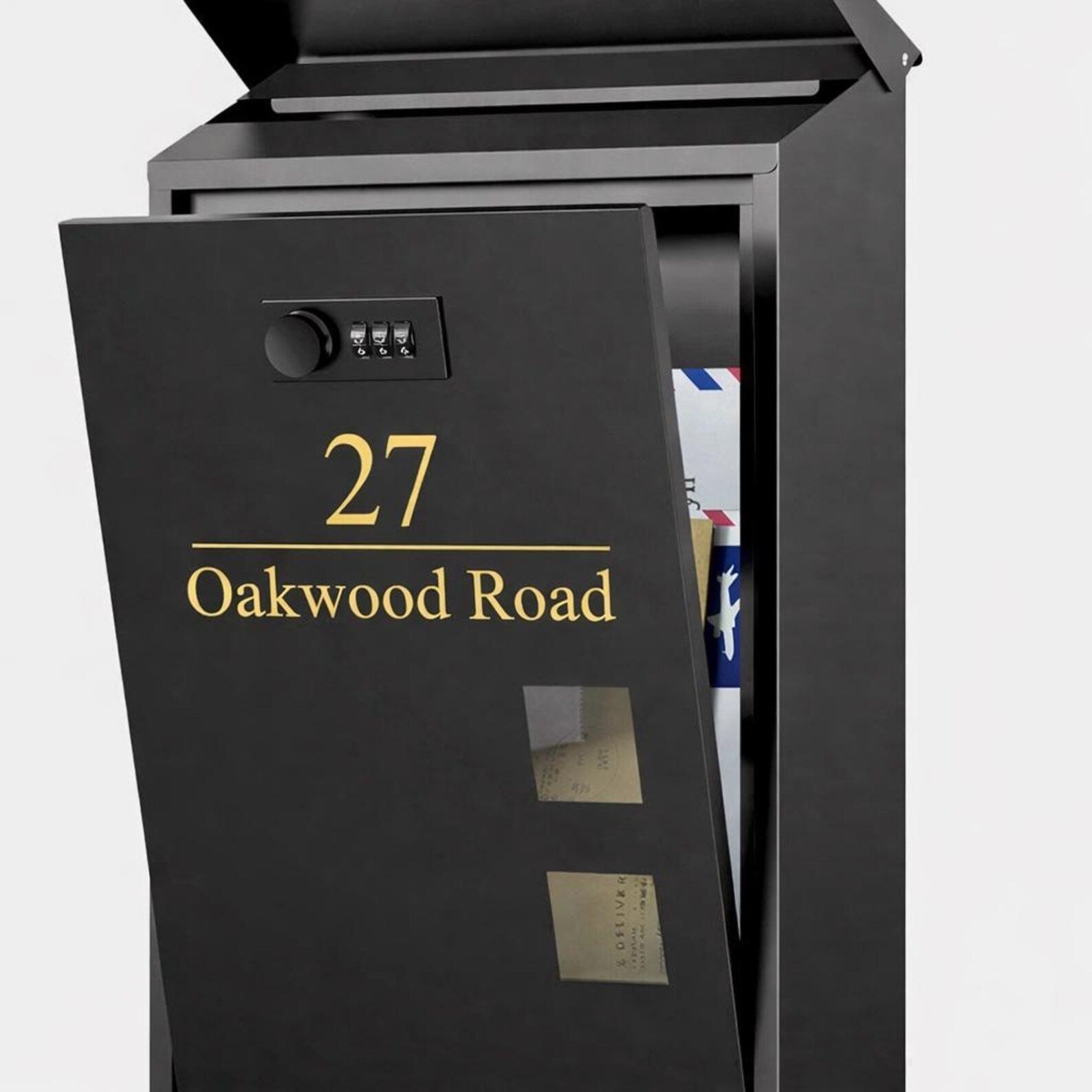 Wall Mounted Post Box | Personalised Address Mailbox | Modern Outdoor Letter Box BK Signs