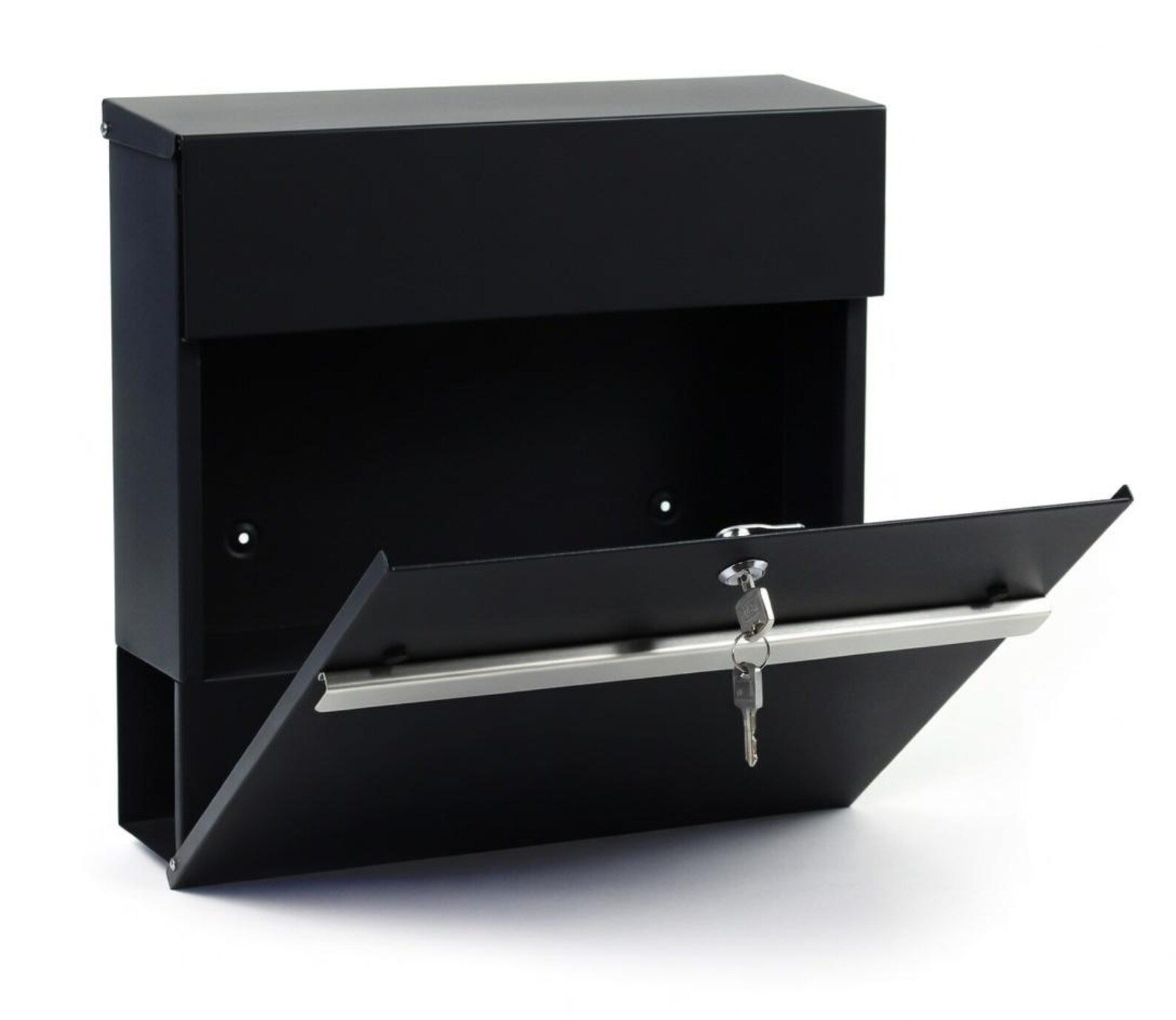 Personalised Address Post Box | Modern Minimal Letter Box | Outdoor Black Mail Holder