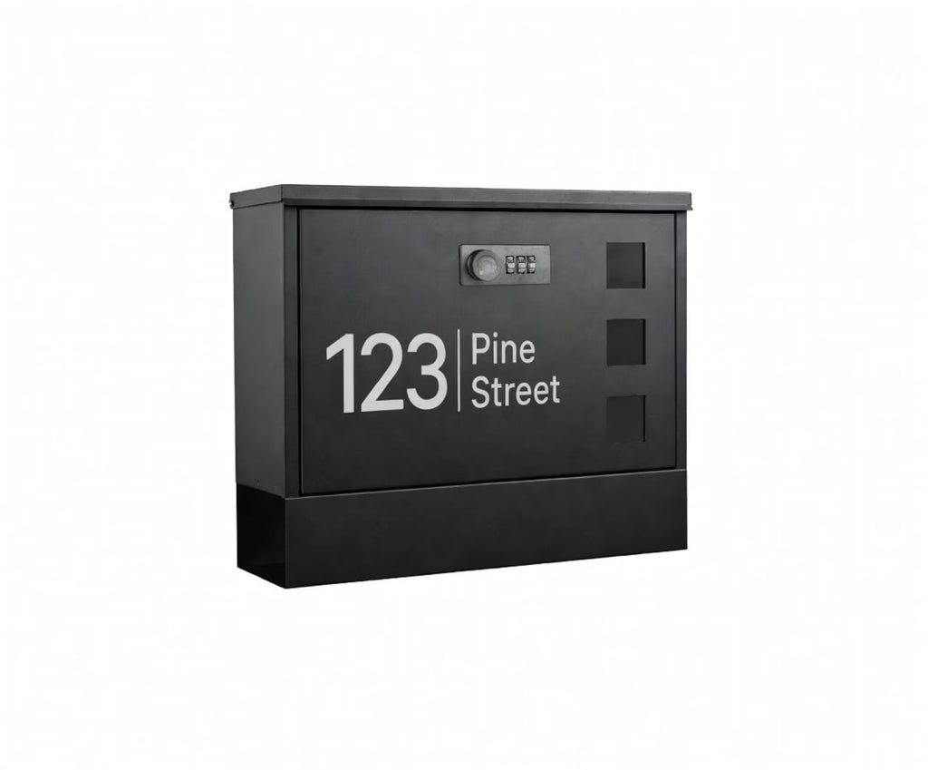 Personalised Metal Post Box | Secure Code Lock Mailbox | Modern Outdoor Mailbox