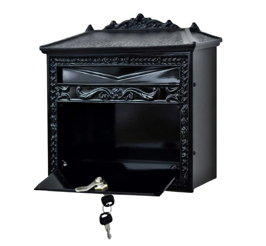 Lockable Metal Post Box | Vintage Ornate Design