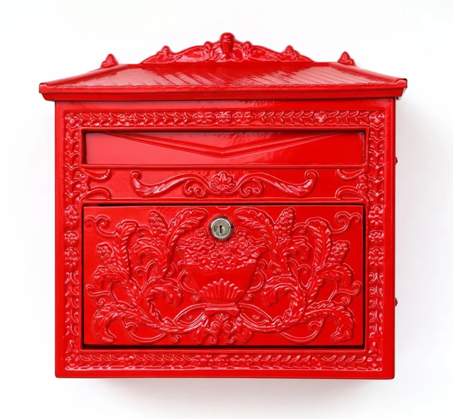 Lockable Metal Post Box | Vintage Ornate Design