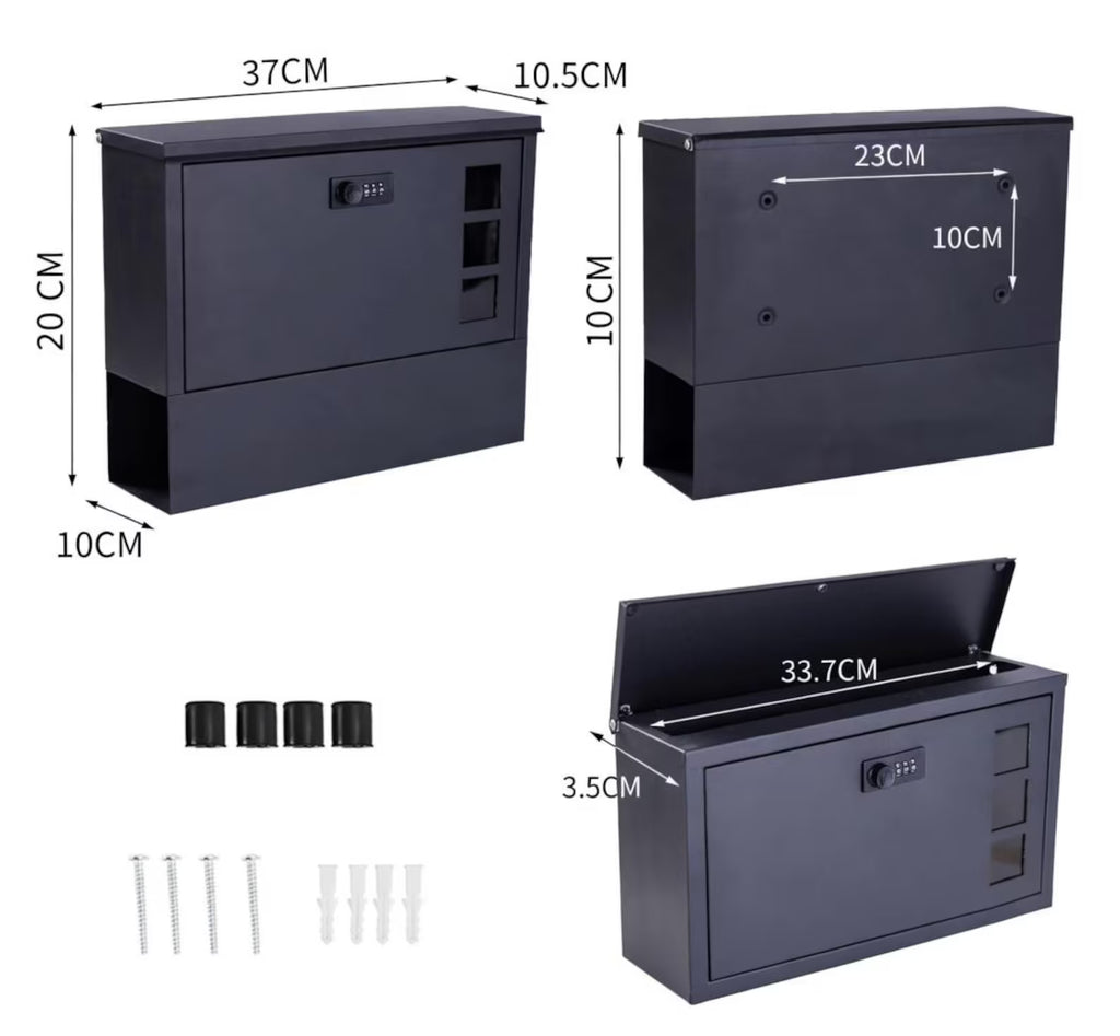 Personalised Metal Post Box | Secure Code Lock Mailbox | Modern Outdoor Mailbox