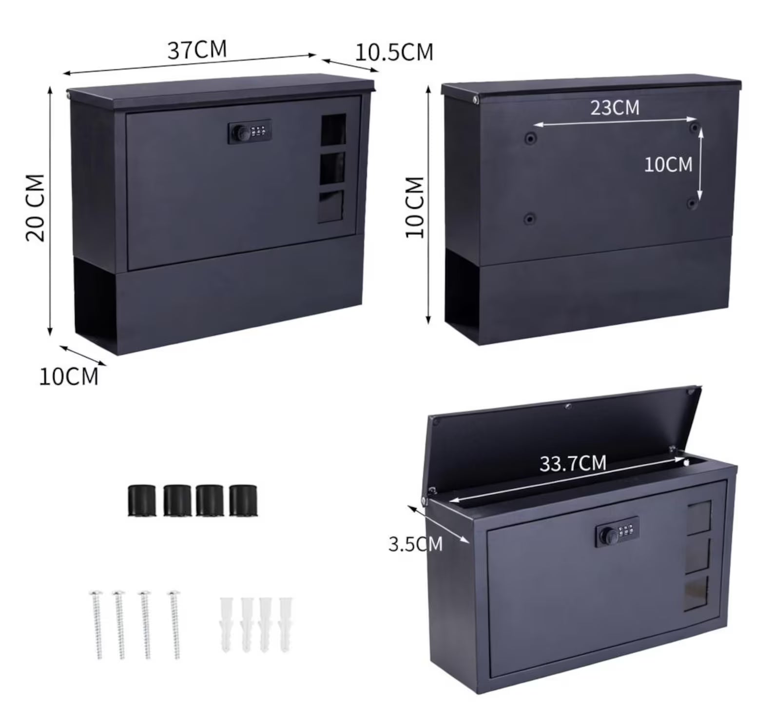 Personalised Metal Post Box | Secure Code Lock Mailbox | Modern Outdoor Mailbox