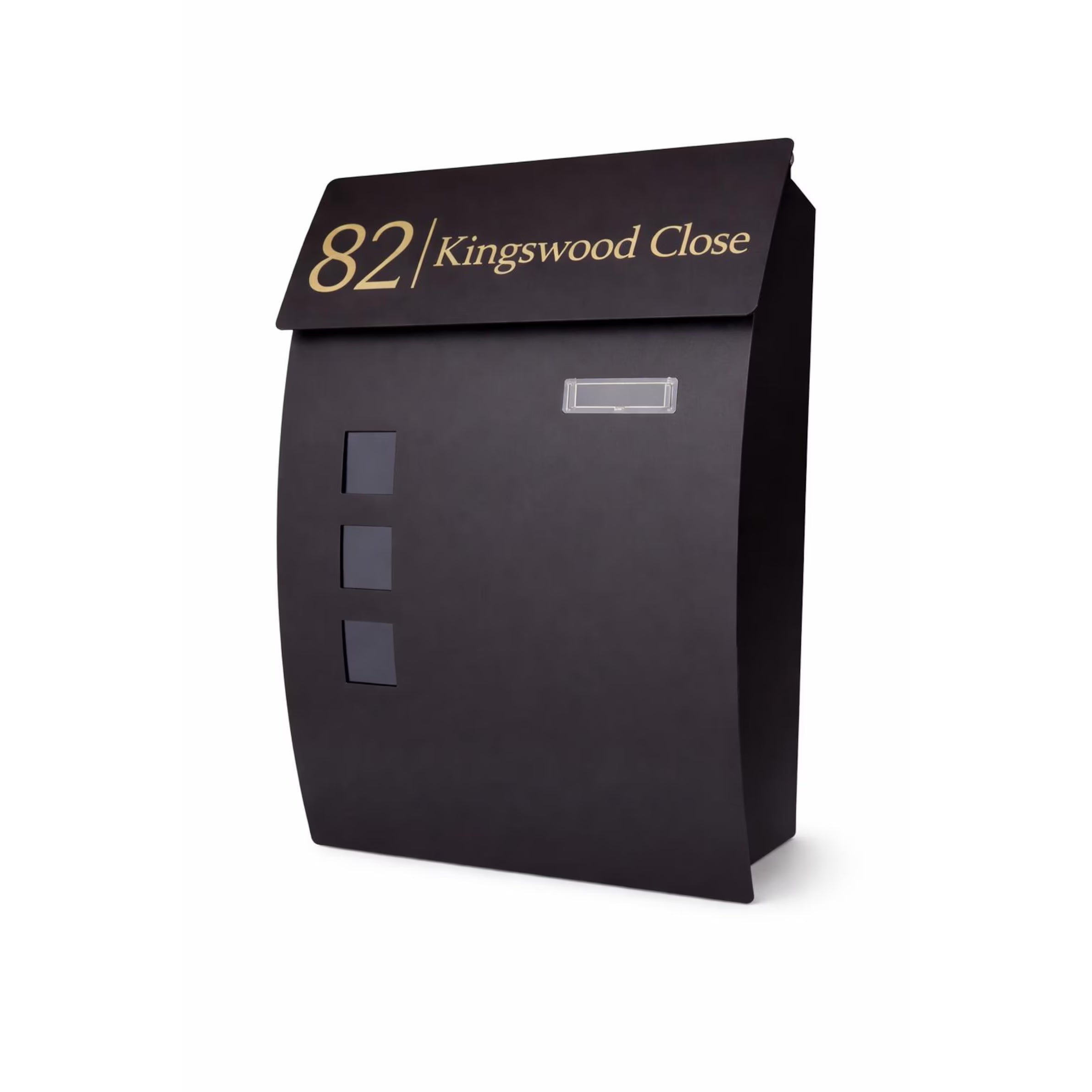 Large Lockable Mailbox | Wall Mounted Modern Black Post Box | Personalised Address Holder