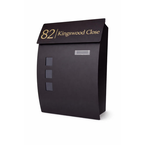Large Lockable Mailbox | Wall Mounted Modern Black Post Box | Personalised Address Holder