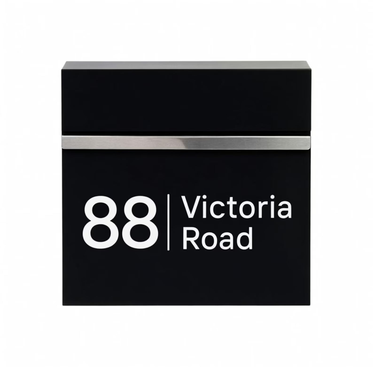 Personalised Address Post Box | Modern Minimal Letter Box | Outdoor Black Mail Holder