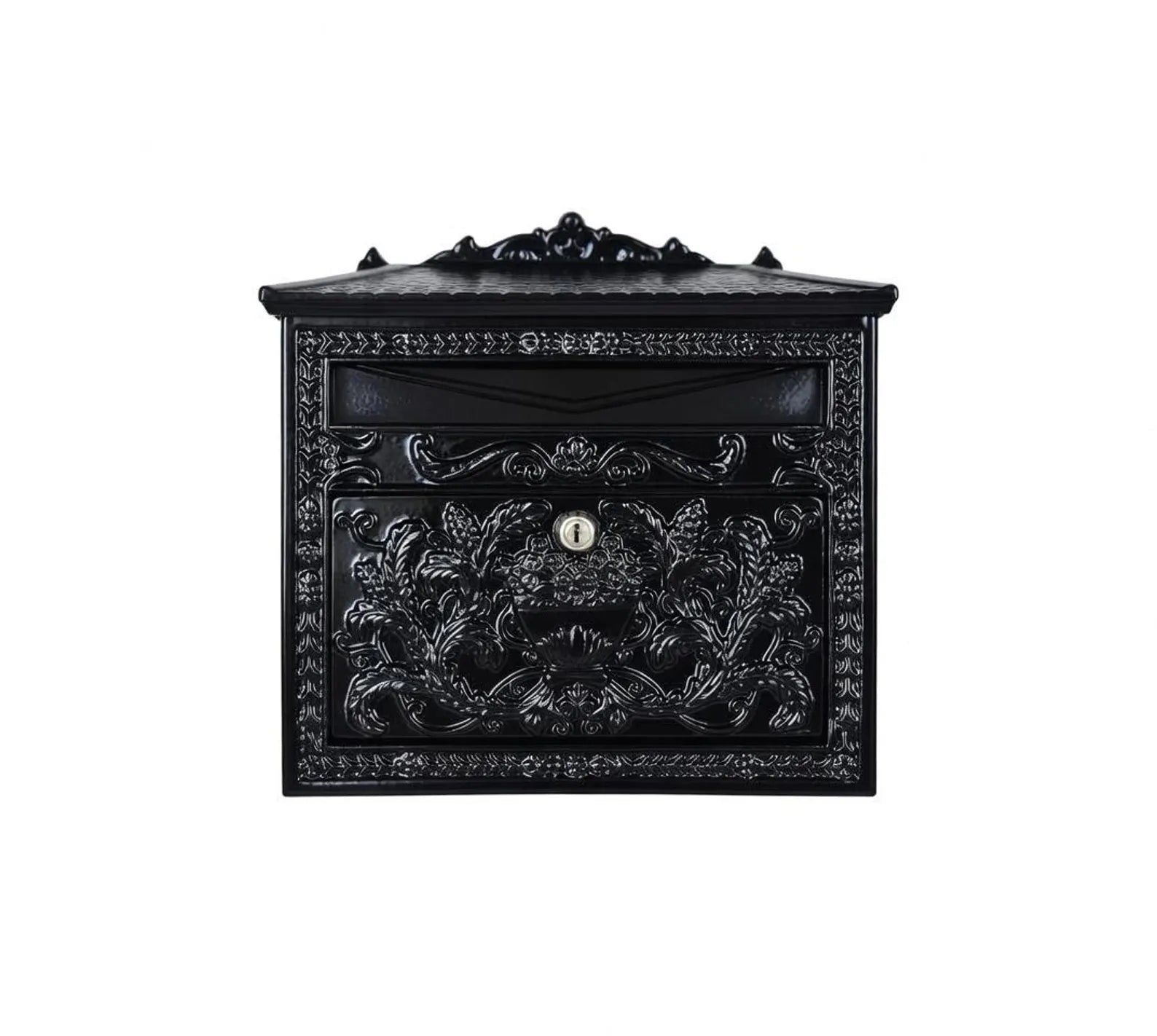 Lockable Metal Post Box | Vintage Ornate Design