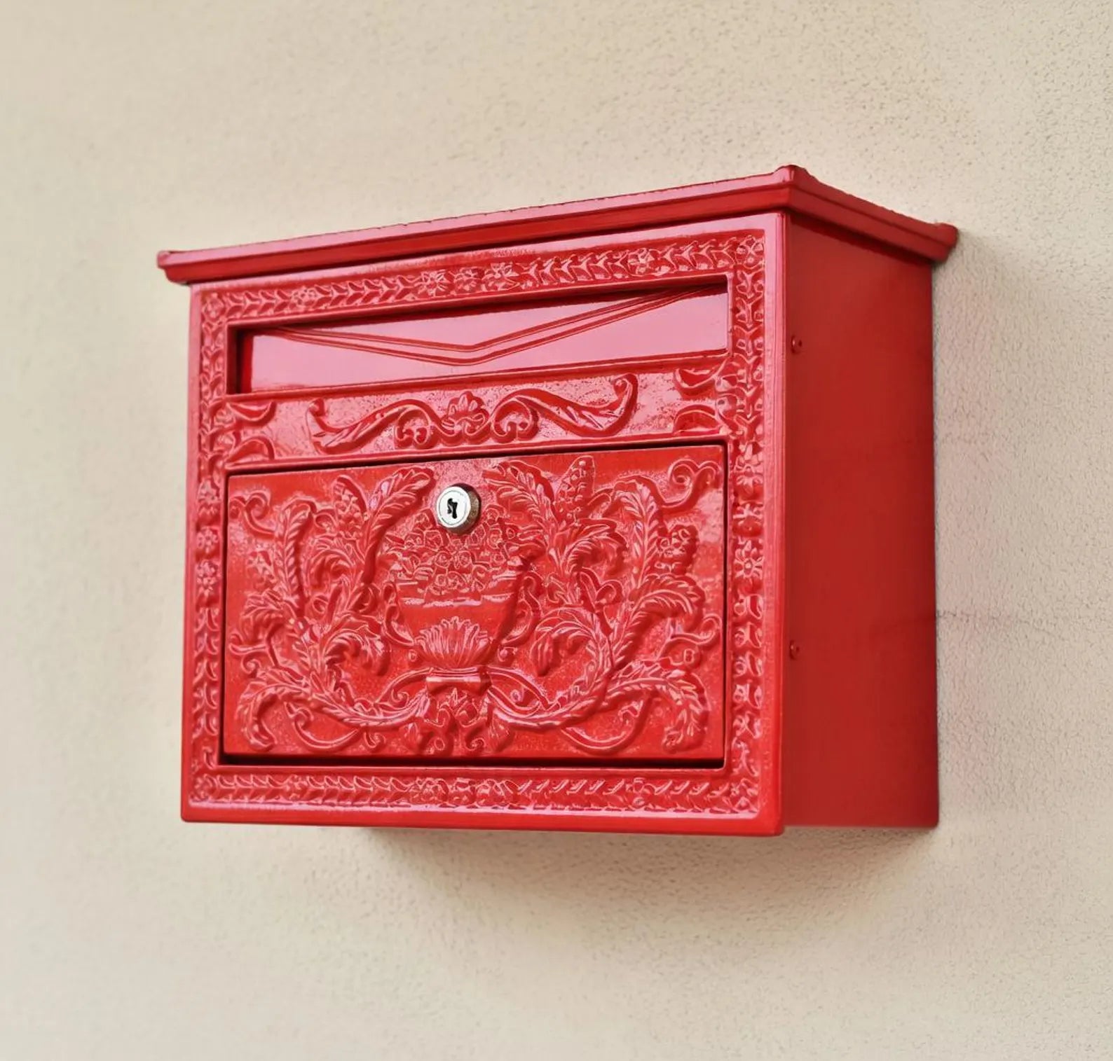 Lockable Metal Post Box | Vintage Ornate Design