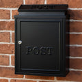 Personalised Wall Mounted Post Box | Black Powder-Coated Metal Mailbox for Exterior & Door