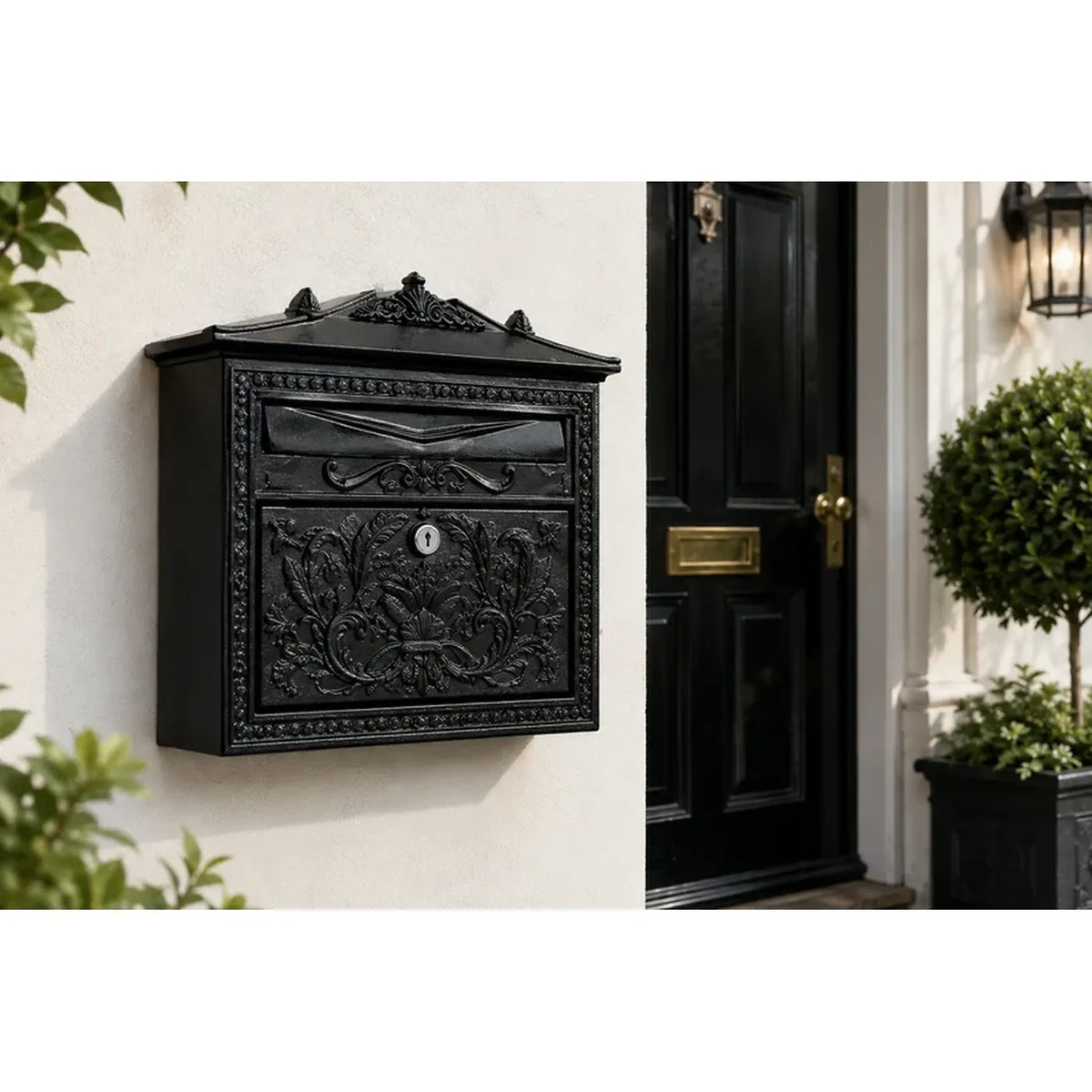 Lockable Metal Post Box | Vintage Ornate Design | Multiple Colours