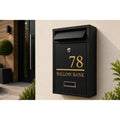 Personalised Black Steel Wall Mounted Post Box