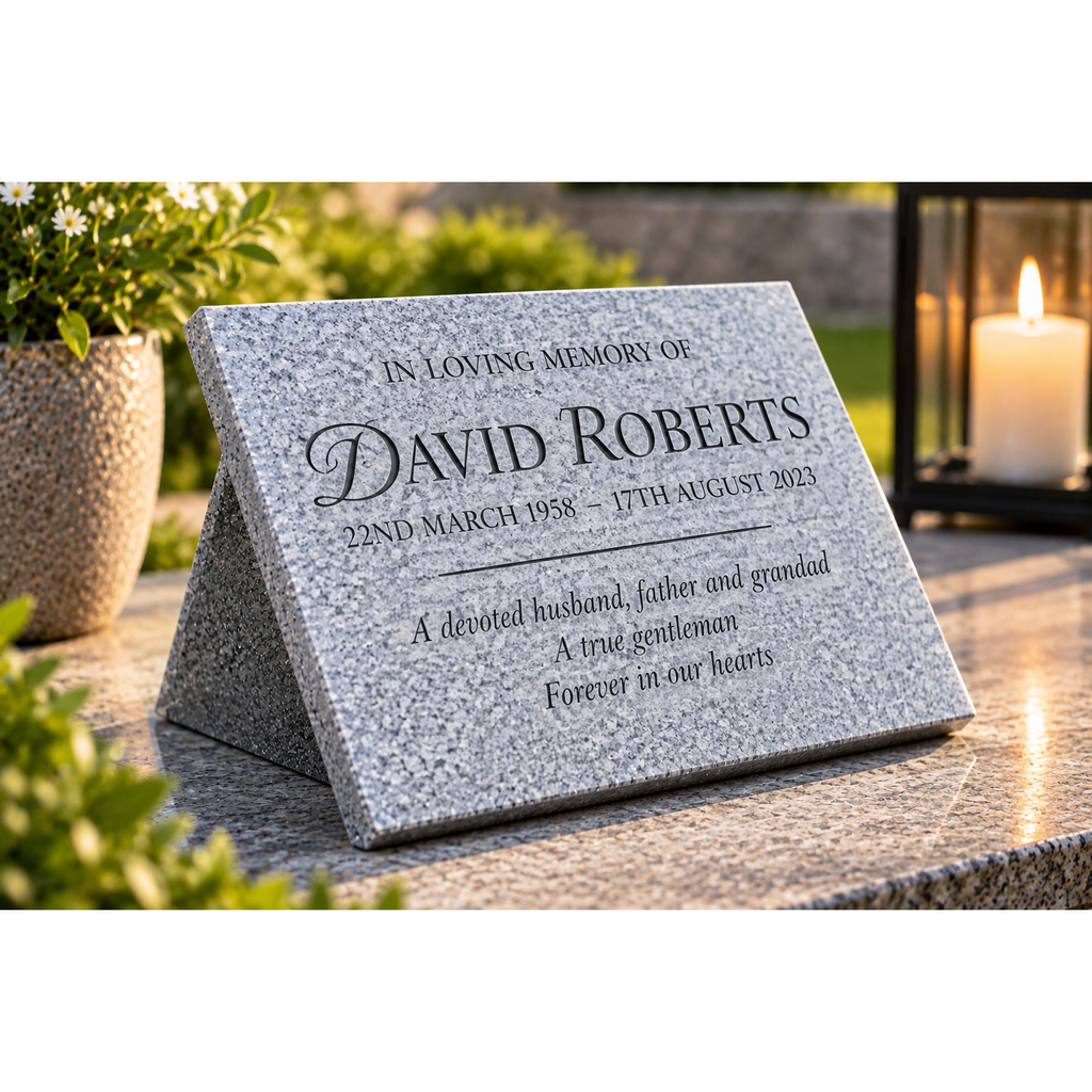 Personalised Silver Grey Memorial Plaque – 200mm × 150mm