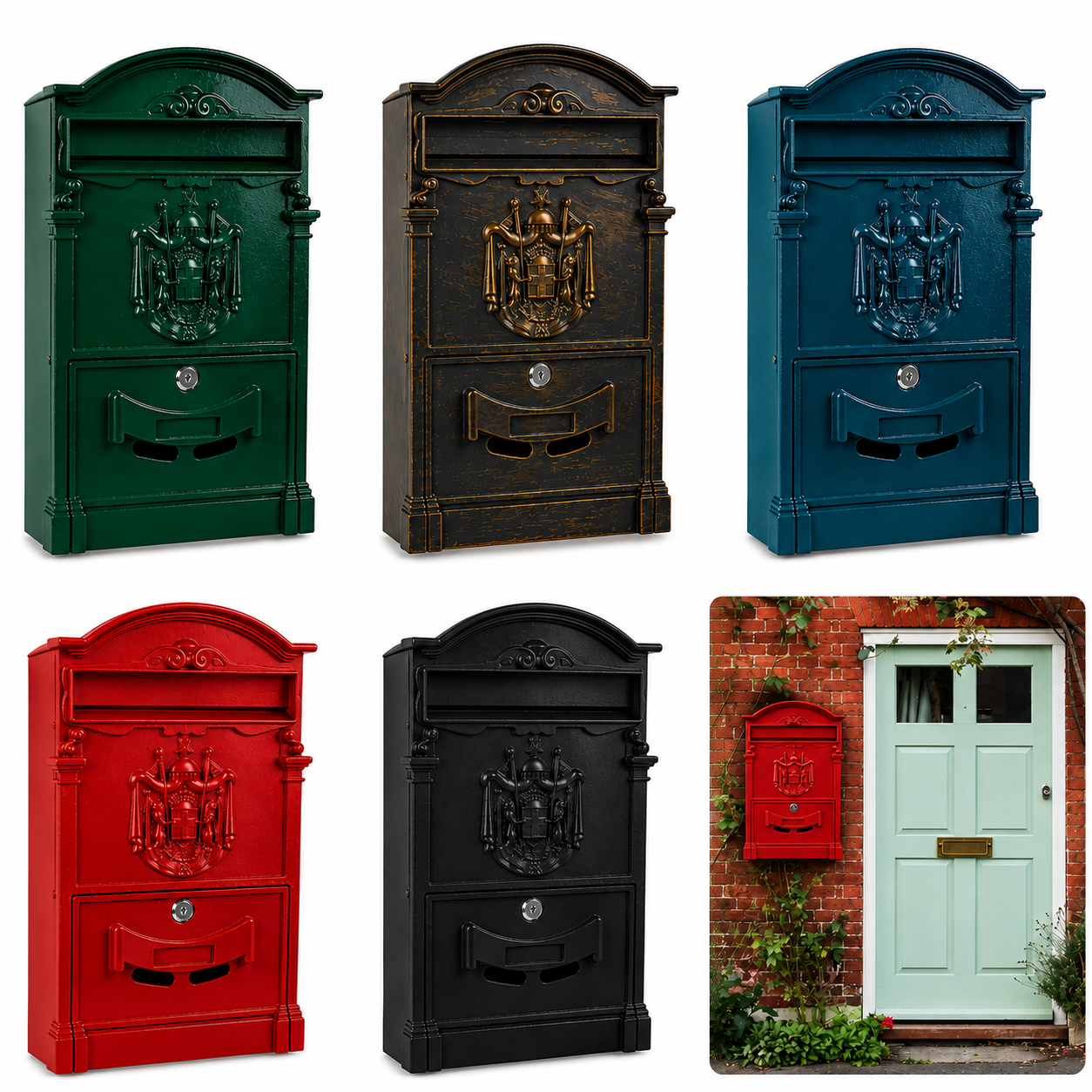 Large Lockable Vintage Post Box Multiple Colours
