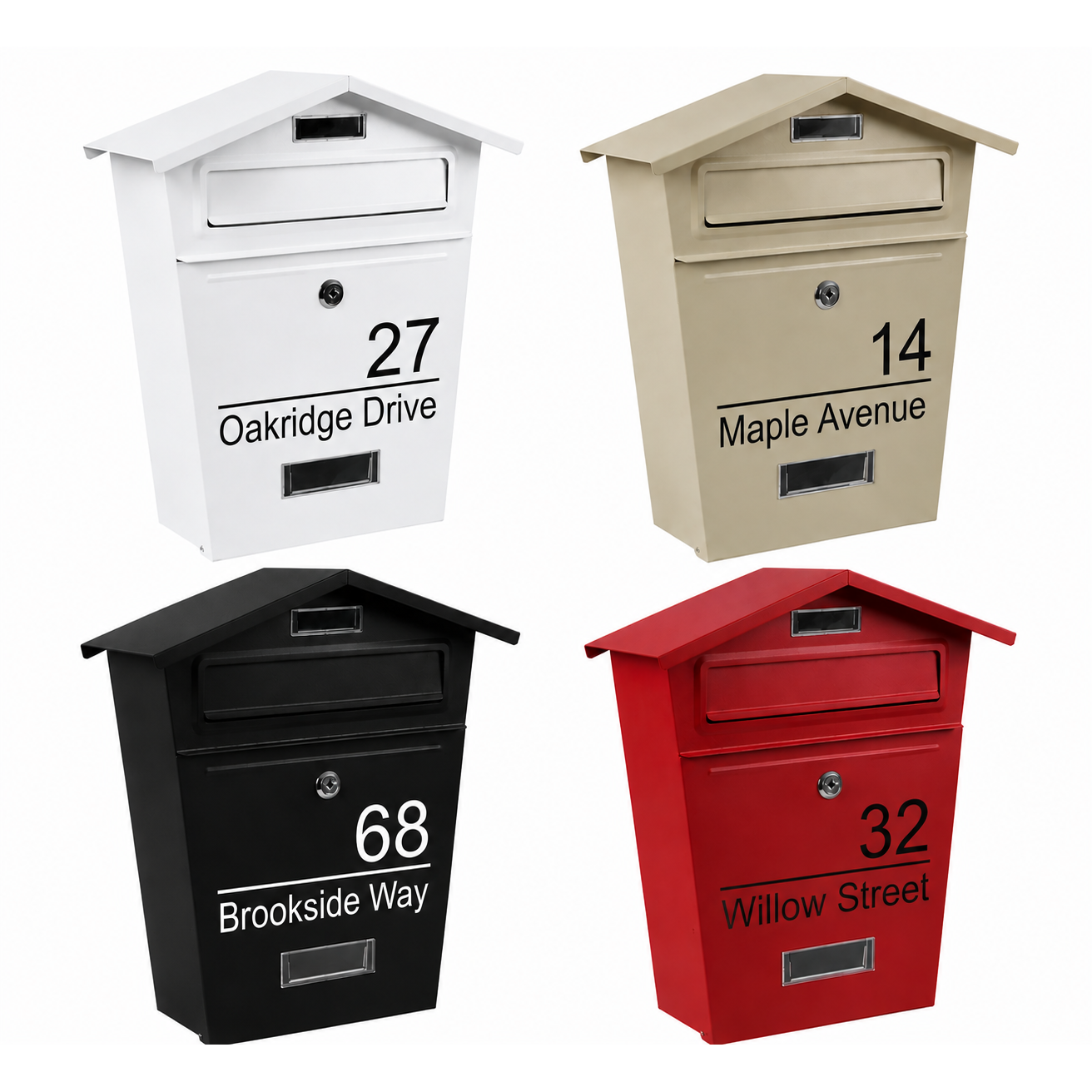 Personalised Elegant Steel Wall Mounted Modern Post Box | Multiple Colours