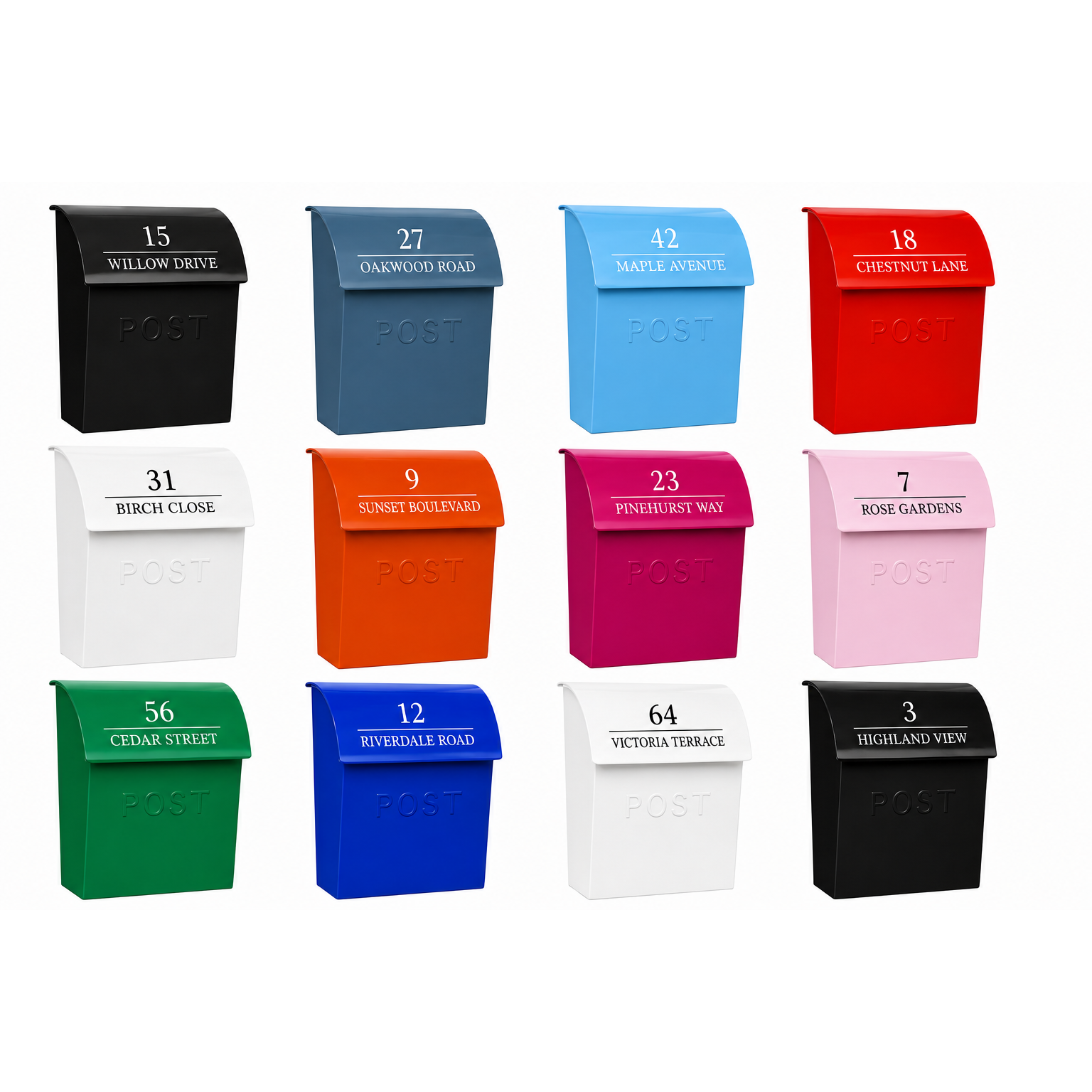 Lockable Wall Mounted Post Box | Secure Steel Letterbox | Multiple Colours
