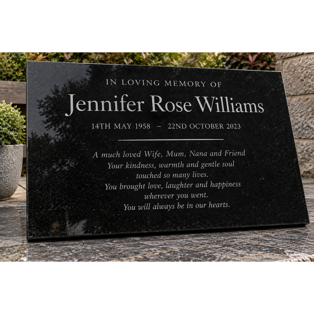 Personalised Black Granite Memorial Plaque – 300mm × 400mm