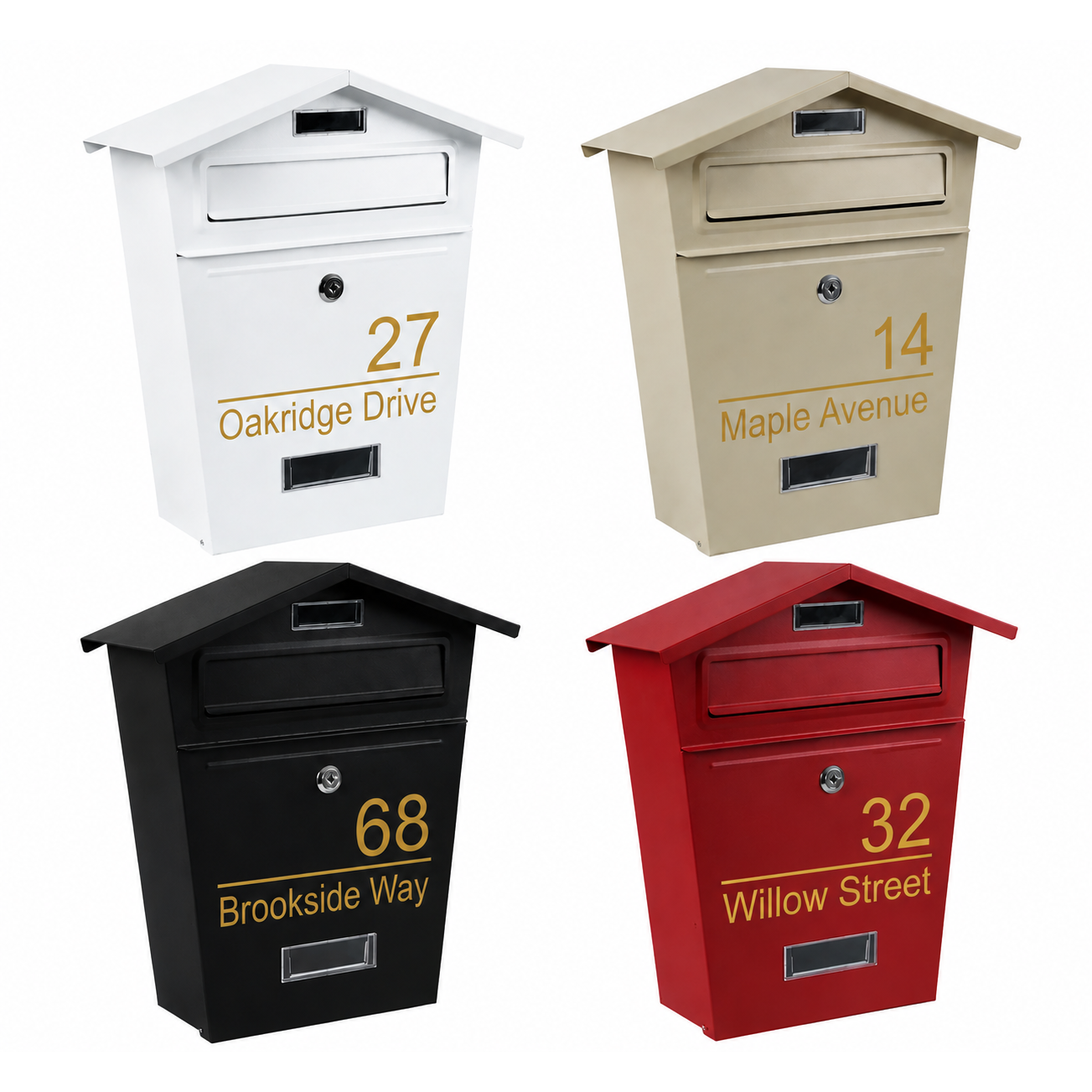 Personalised Elegant Steel Wall Mounted Modern Post Box | Multiple Colours