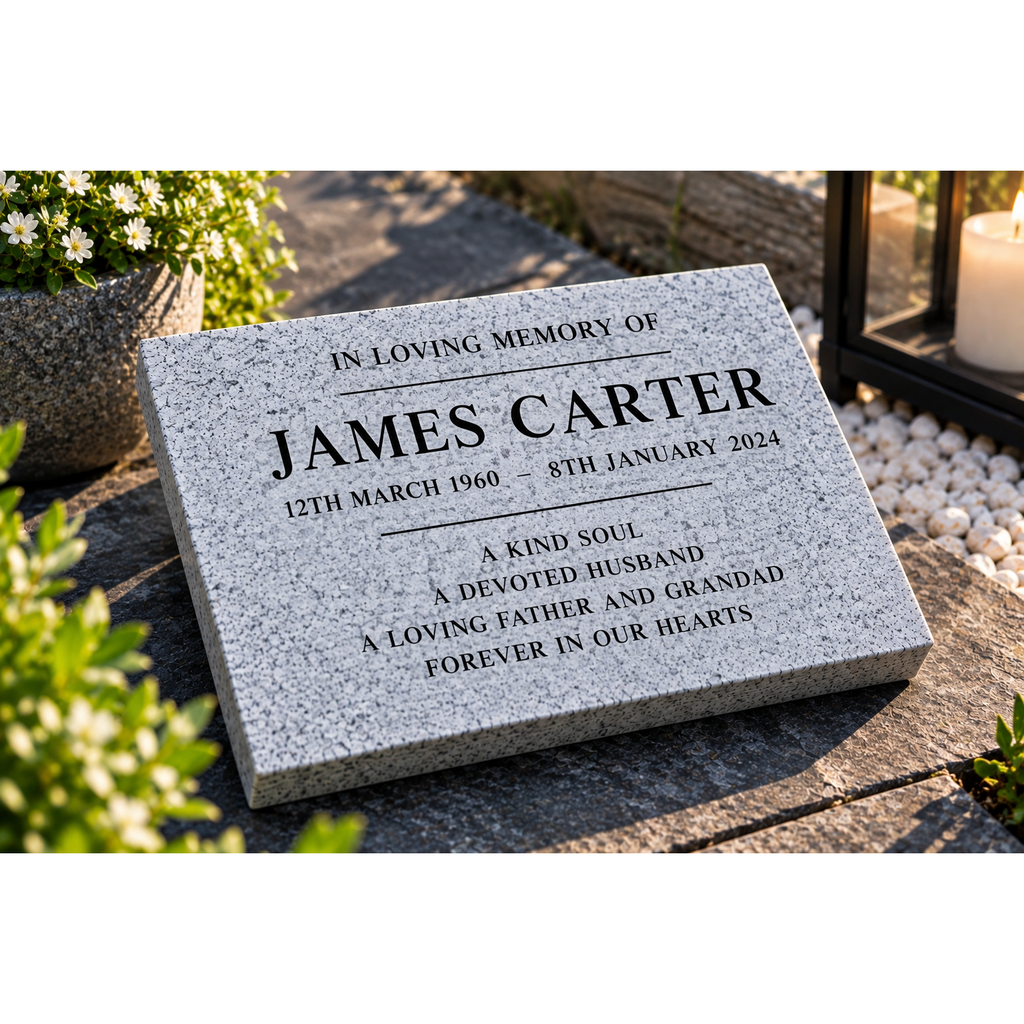 Personalised Silver Grey Memorial Plaque – 200mm × 150mm