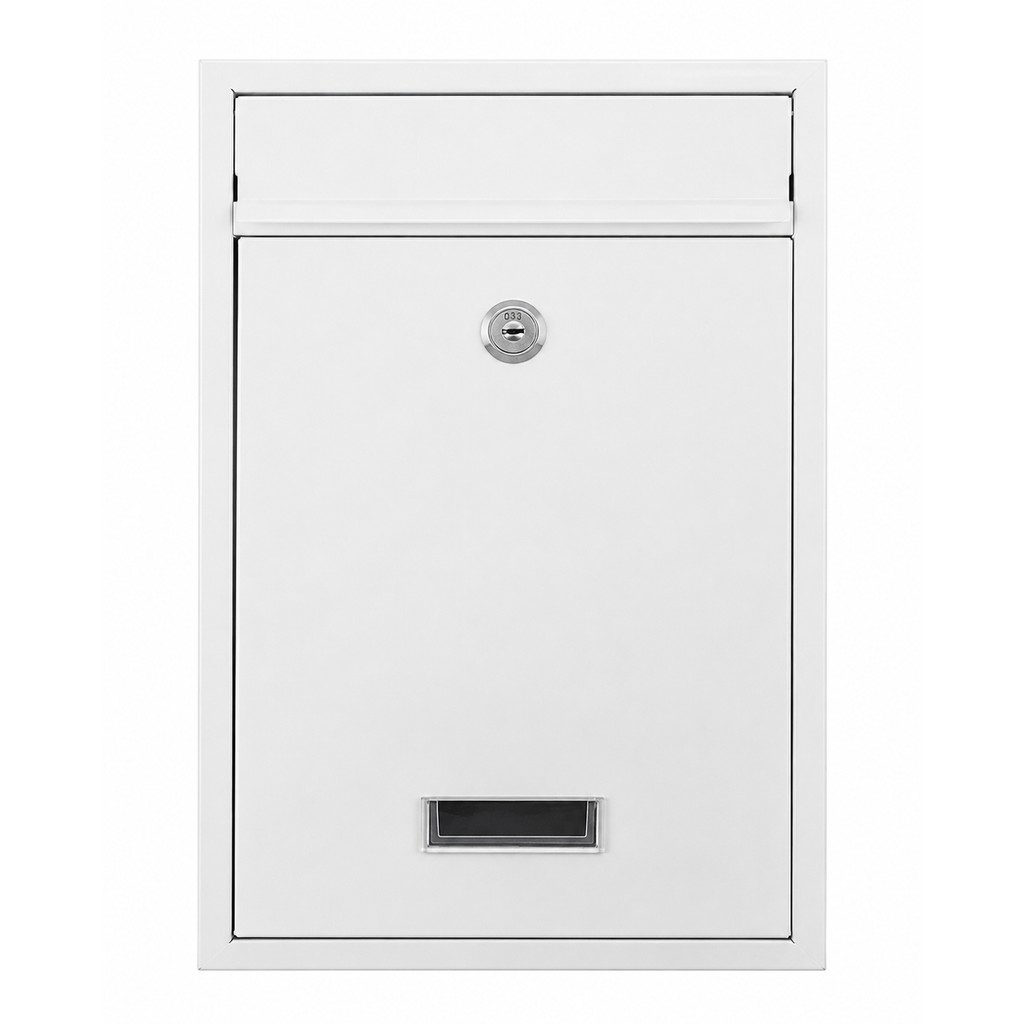 Personalised White Steel Wall Mounted Post Box