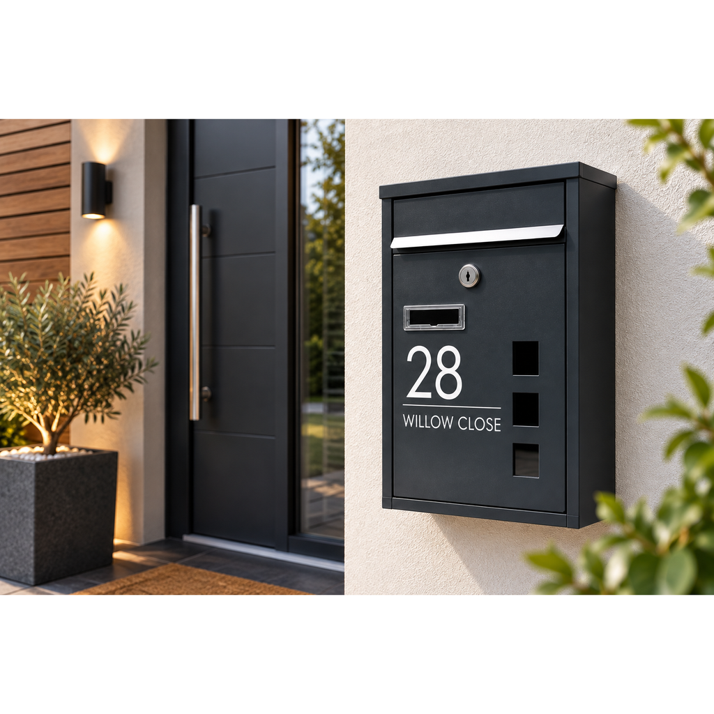 Modern Anthracite Grey Wall Mounted Mailbox | Personalised Secure Post Box