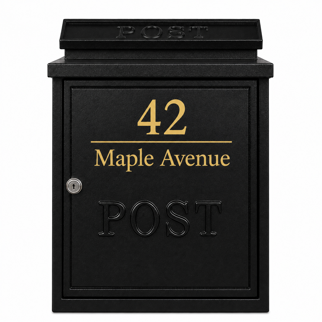 Personalised Wall Mounted Post Box | Black Powder-Coated Metal Mailbox for Exterior & Door