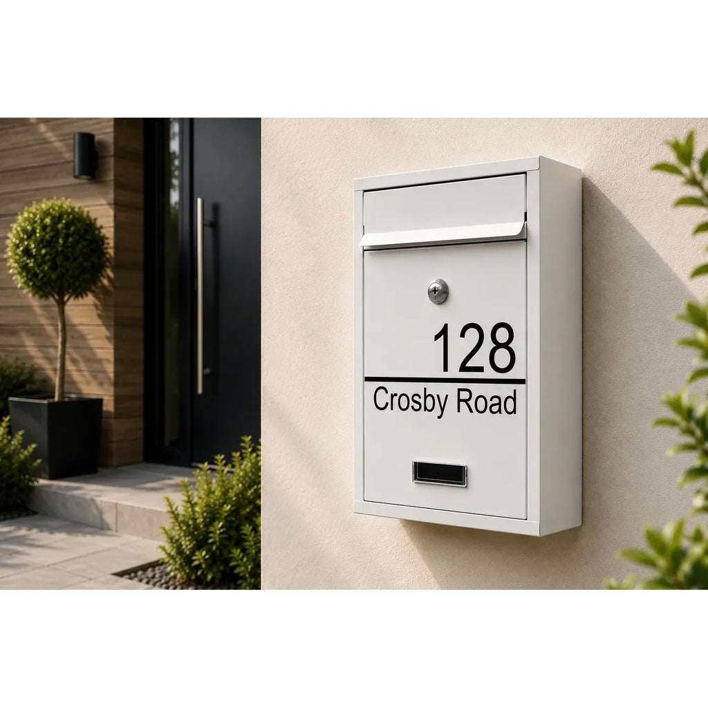 Personalised White Steel Wall Mounted Post Box